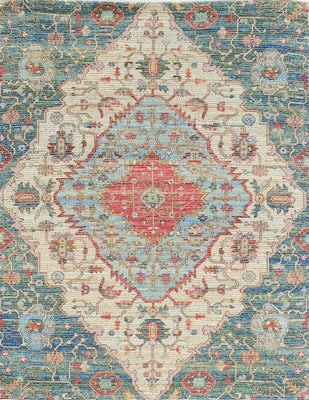 5' x 7' Jute Blue-Red Area Rug