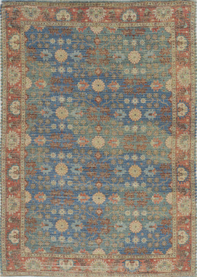 5' x 7' Jute Blue-Red Area Rug