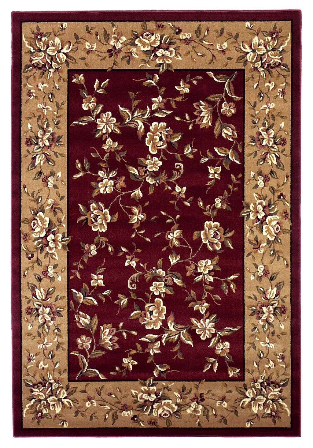 5'3" x 7'7" Polypropelene Red-Beige Area Rug