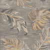 2' x 8' Grey Palm Leaves Wool Runner Rug
