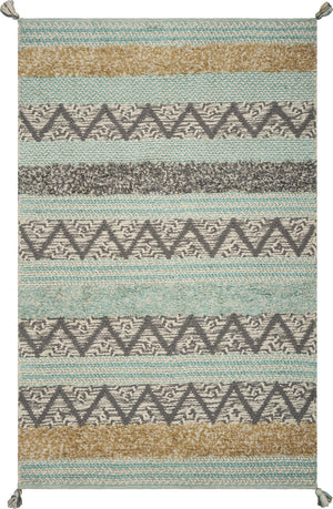3'3" x 5'3" Polyester Turquoise Area Rug