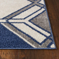 6'7" x 9'6" UV-treated Polypropelene Ivory-Denim Area Rug