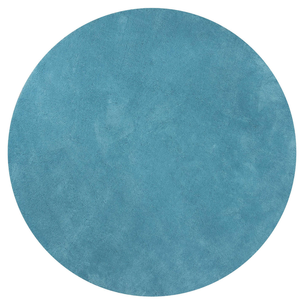 6' Round Polyester Highlighter Blue Area Rug