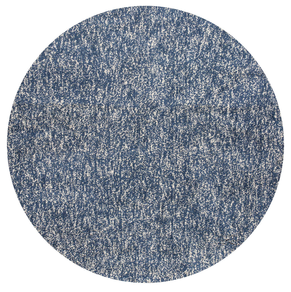 6' Round Polyester Indigo-Ivory Heather Area Rug