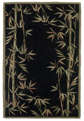 4'x6' Black Hand Tufted Bordered Bamboo Indoor Area Rug