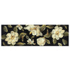 2' x 8' Black Magnolia Flowers Wool Indoor Runner Rug