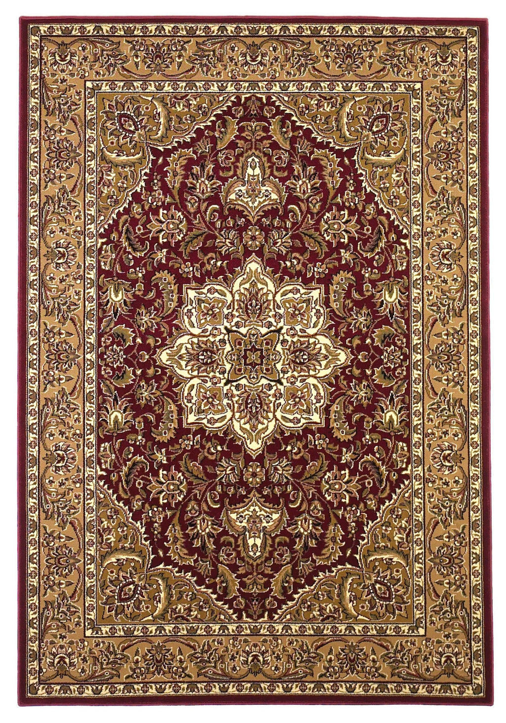 7'7" Round Polypropelene Red-Beige Area Rug