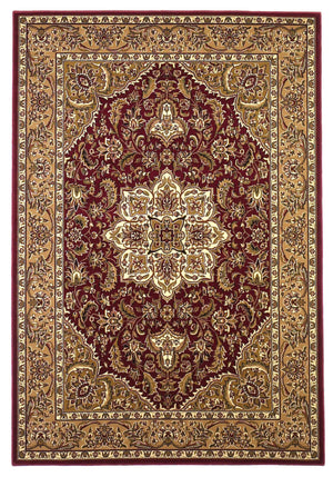 7'7" Round Polypropelene Red-Beige Area Rug