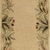 10' Ivory Hand Tufted Bordered Tropical Plants Indoor Runner Rug