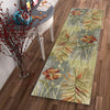 10' Green Blue Hand Tufted Tropical Plants Indoor Runner Rug