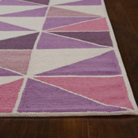 6'7" x 9'6" Polyester Ivory-Pink Area Rug