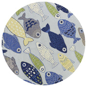 7'6" Round Polyester Light Blue Area Rug