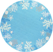 7'6" Round Polyester Sea Blue Area Rug