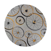 7'6" Round Polyester Grey Area Rug