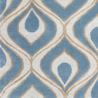 2'6" x 8' Runner Wool & Viscose Blend Blue Area Rug