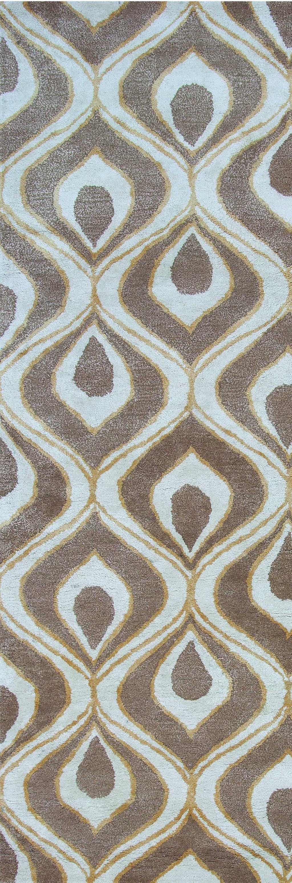 2'6" x 8' Runner Wool & Viscose Blend Beige Area Rug