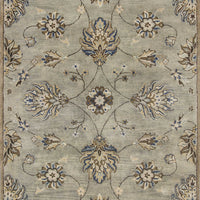 5'x8' Grey Green Hand Tufted Traditional Floral Indoor Area Rug