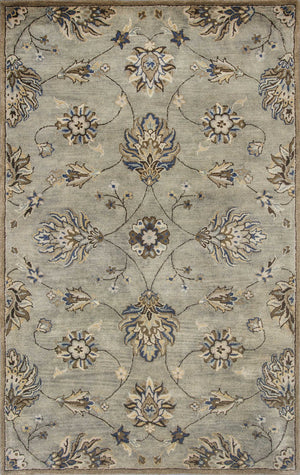 5'x8' Grey Green Hand Tufted Traditional Floral Indoor Area Rug