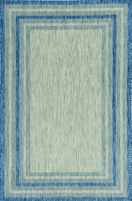 3'x4' Grey Denim Machine Woven UV Treated Color Bordered Indoor Outdoor Accent Rug