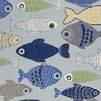 2'x3' Light Blue Hand Hooked Oversized Sea Of Fish Indoor Accent Rug