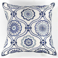 18" x 18" Cotton Ivory-Blue Pillow