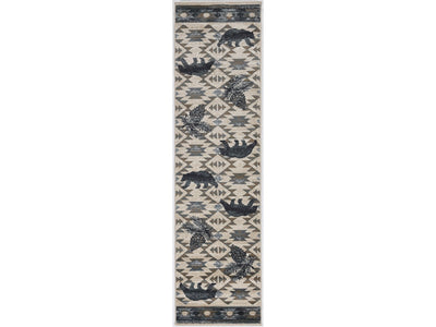 2' x 7' Ivory or Blue Polypropylene Runner Rug