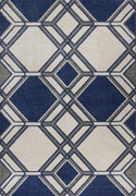 3'3" x 4'11" UV-treated Polypropelene Ivory-Denim Area Rug