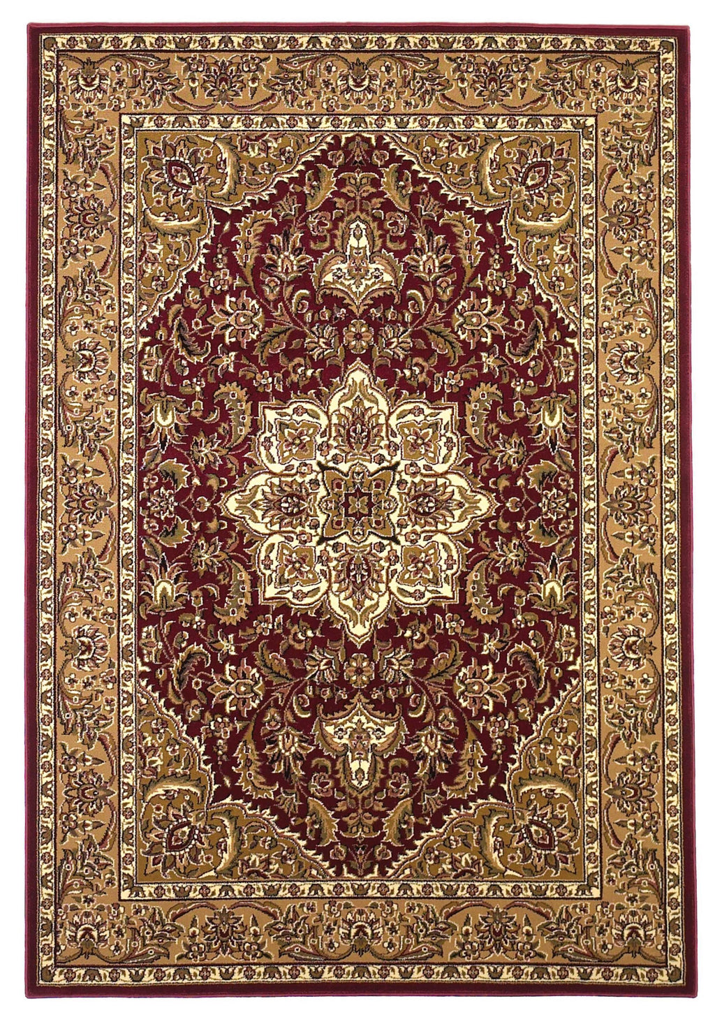 3'3" x 4'11" Polypropelene Red-Beige Area Rug