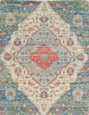 3'3" x 5'3" Jute Blue-Red Area Rug