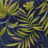 3'x5' Ink Blue Hand Hooked UV Treated Oversized Tropical Leaves Indoor Outdoor Area Rug