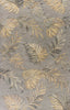 2' x 4' Grey Palm Leaves Wool Area Rug
