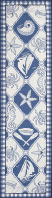 2' x 8' Runner Wool Blue-Ivory Area Rug
