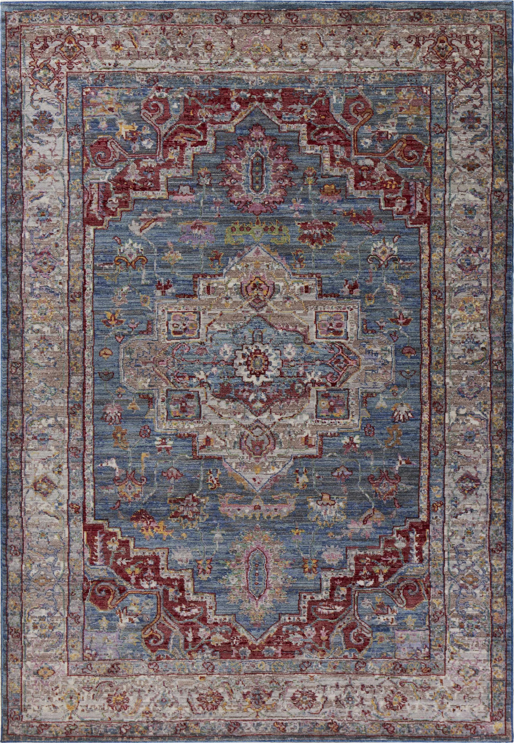 3'6" x 5'6" Polyester Blue-Grey Area Rug