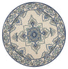 7'6" Round UV-treated Polypropelene Ivory-Blue Area Rug