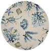 7'6" Round UV-treated Polypropelene Ivory-Blue Area Rug