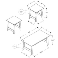 55.25" Dark Taupe Particle Board And Laminate Three Pieces Table Set