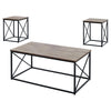 62.25" Dark Taupe MDF and Black Metal Three Pieces Table Set