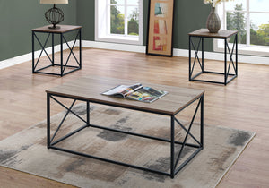 62.25" Dark Taupe MDF and Black Metal Three Pieces Table Set