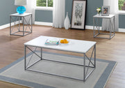 62.25" White MDF and Silver Metal Three Pieces Table Set