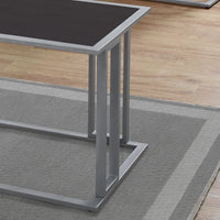 67" Cappuccino Mdf And Silver Metal Three Pieces Table Set