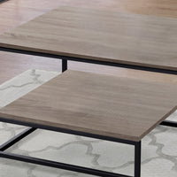 62" Dark Taupe Mdf And Black Metal Three Pieces Table Set