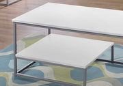 62" White Mdf And Silver Metal Three Pieces Table Set