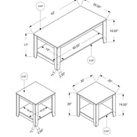 57" Dark Taupe Particle Board And Laminate Three Pieces Table Set