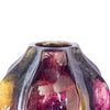 10" X 10" X 18" Burgundy Amber Brown Ceramic Foiled & Lacquered Ridged Gourd Vase