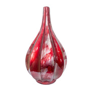 10" X 10" X 18" Red Ceramic Foiled & Lacquered Ridged Teardrop Vase