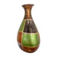 9" X 6" X 19" Brown Green Copper Gold Ceramic Lacquered Modern Vase