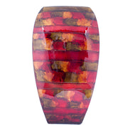 10" X 7" X 18" Copper Red Gold Ceramic Foiled & Lacquered Large Tapered Modern Vase
