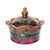 8" X 8" X 7" Copper Green Red Ceramic Foiled & Lacquered Crown Decorative Box