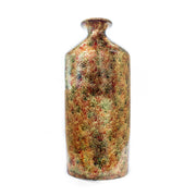 9" X 6" X 22" Brown Orange Red Green Ceramic Foiled & Lacquered Bottle Vase