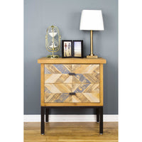 24" X 15" X 26" Elm with Gray Iron Wood MDF 2-Drawer Parquet Accent Cabinet